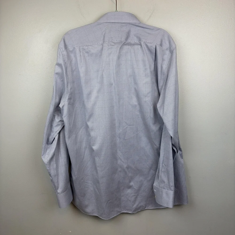 Charles Tyrwhitt Shirt‎ Mens 17/36 Blue Non Iron Slim Fit Gingham Check Dress